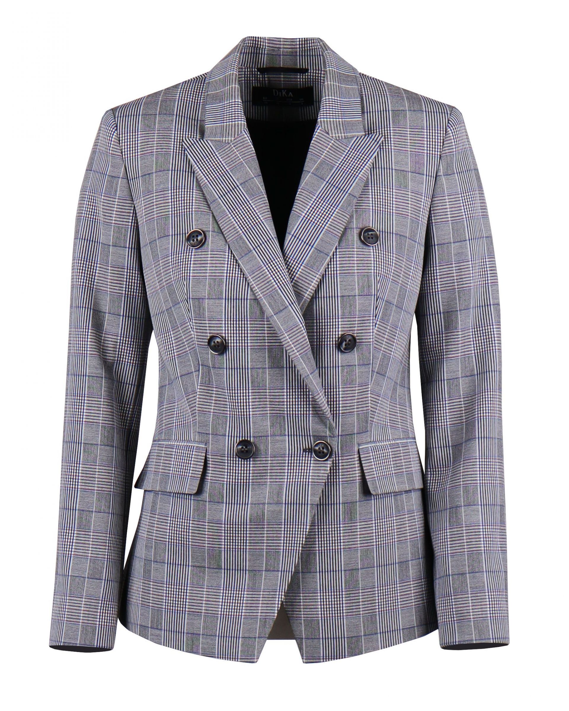Checkered double-breasted jacket with lapels, with viscose in the composition 0